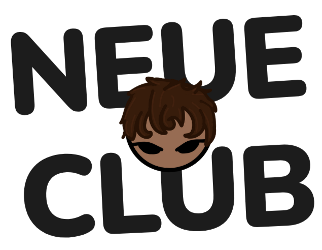 “Neue Club youth culture community and magazine, covering art, pop culture, video games, psychology, and entertainment for young people.” “Neue Club logo and branding, creative collective focused on youth culture and community projects.”